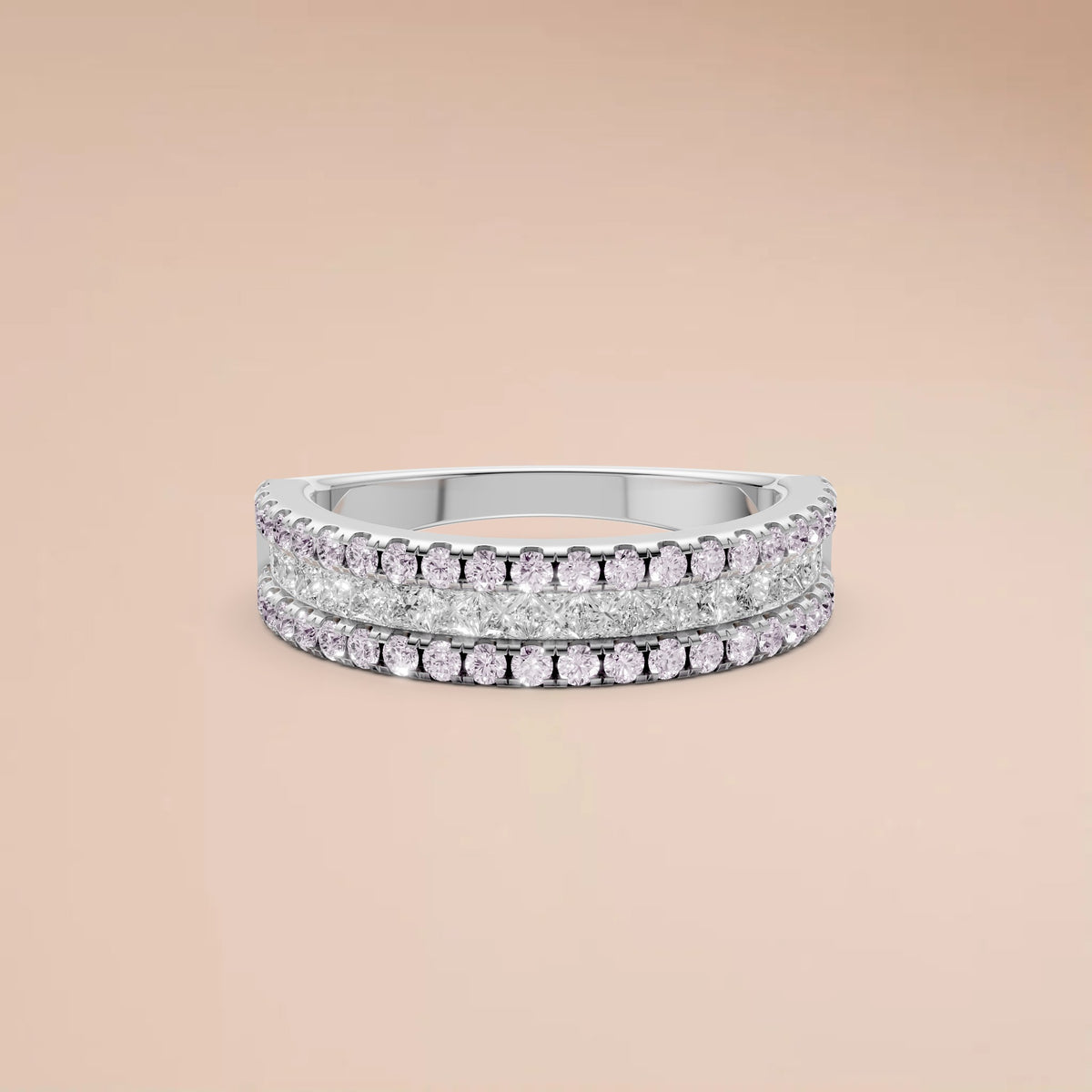 Sienna Princess & Round Diamond Triple Row Eternity Band