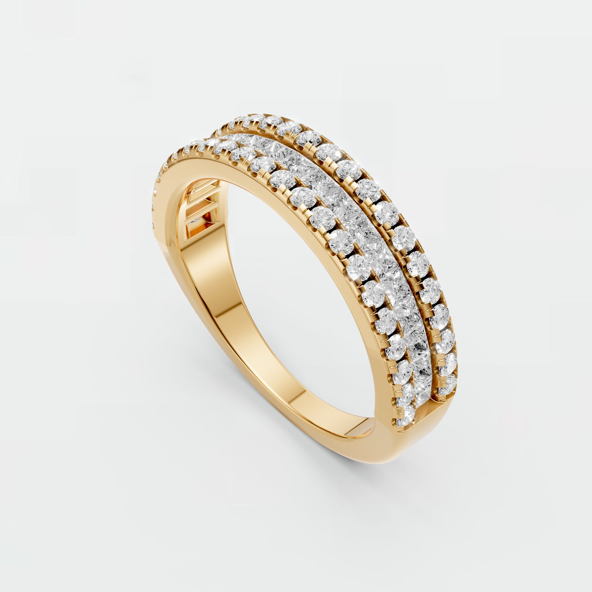 Sienna Princess & Round Diamond Triple Row Eternity Band