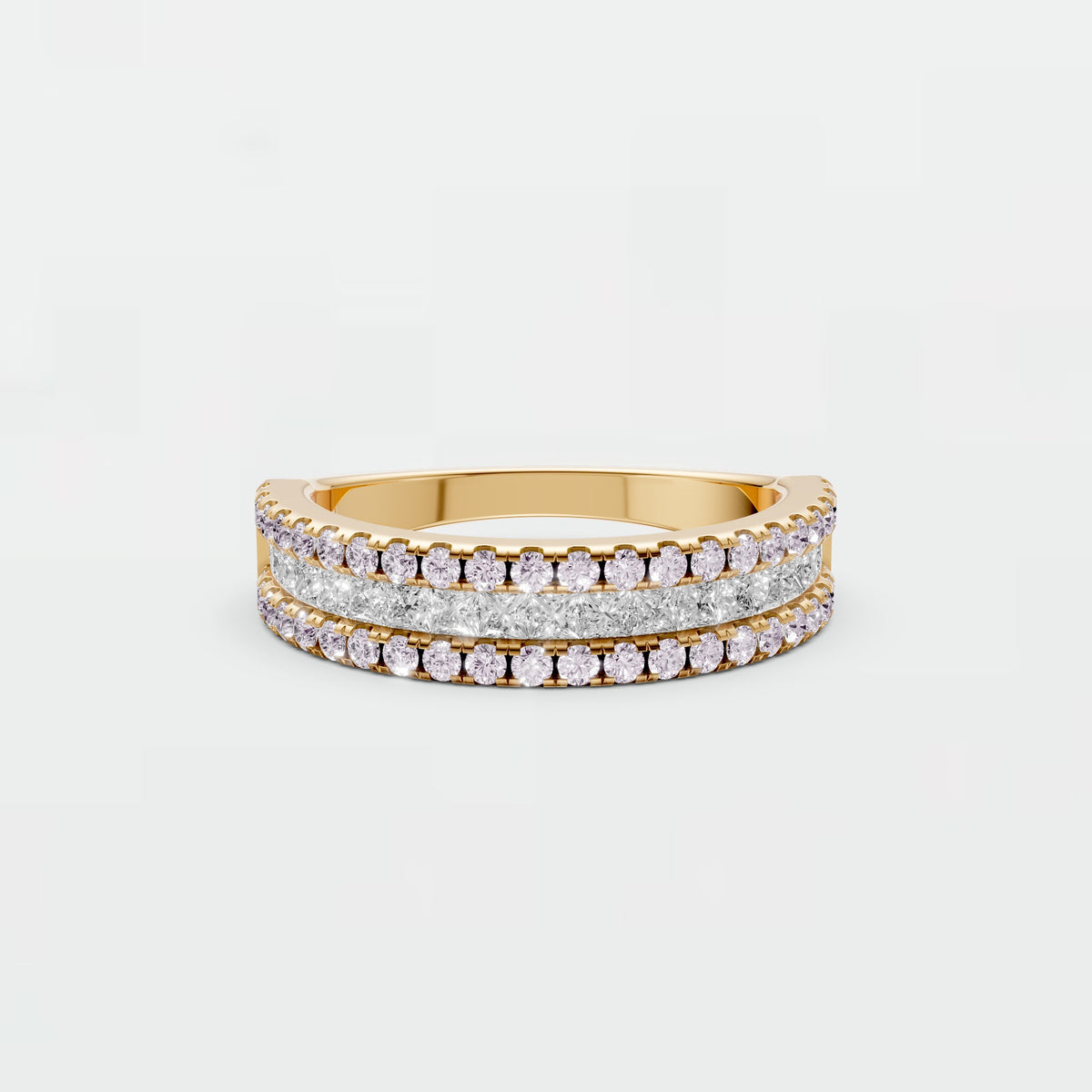 Sienna Princess & Round Diamond Triple Row Eternity Band