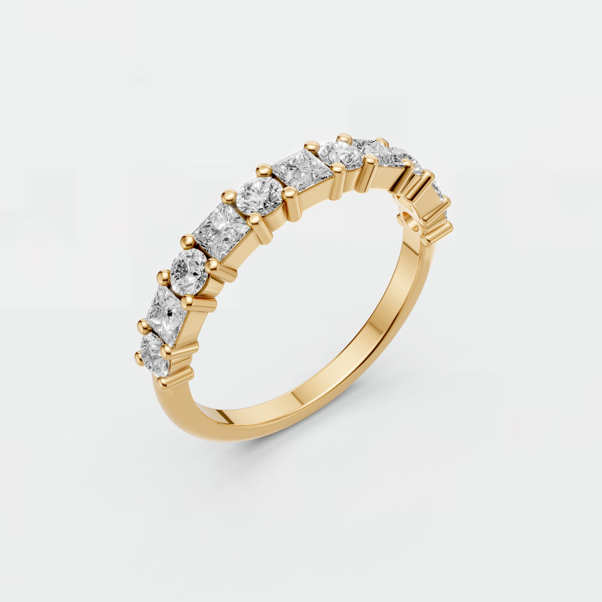 Elara Multi Shape Princess & Round Diamond Band