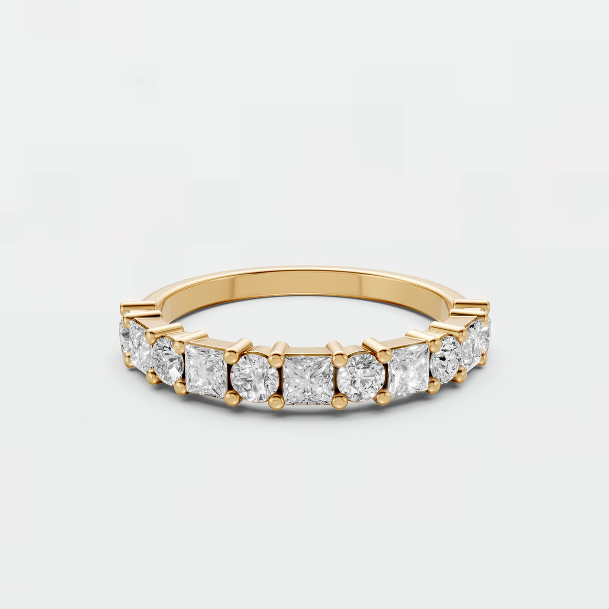Elara Multi Shape Princess & Round Diamond Band