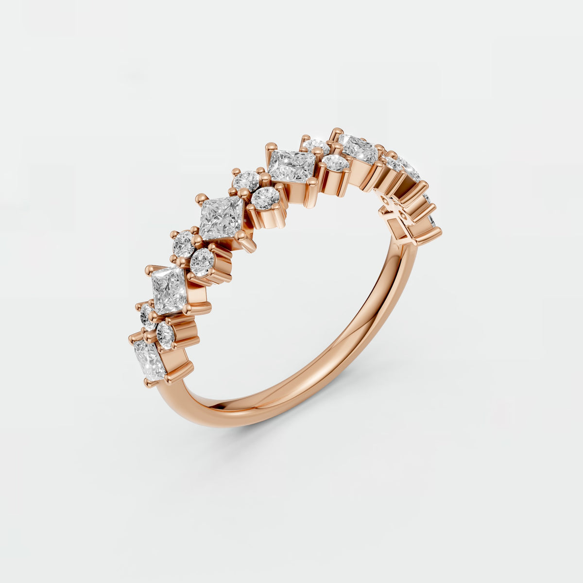 Elara Multi Shape Princess & Round Diamond Wedding Band