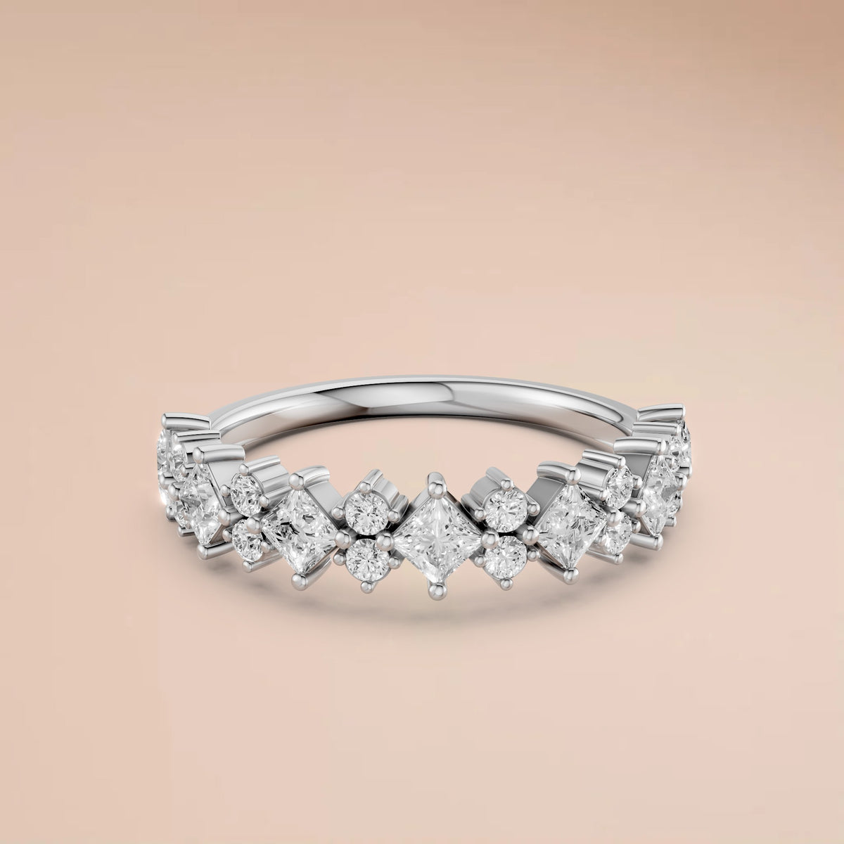 Elara Multi Shape Princess & Round Diamond Wedding Band