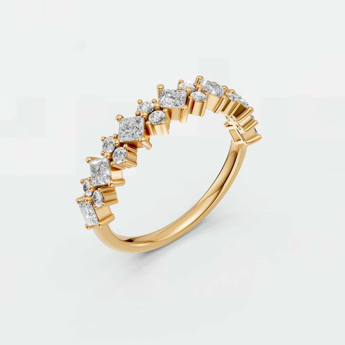 Elara Multi Shape Princess & Round Diamond Wedding Band