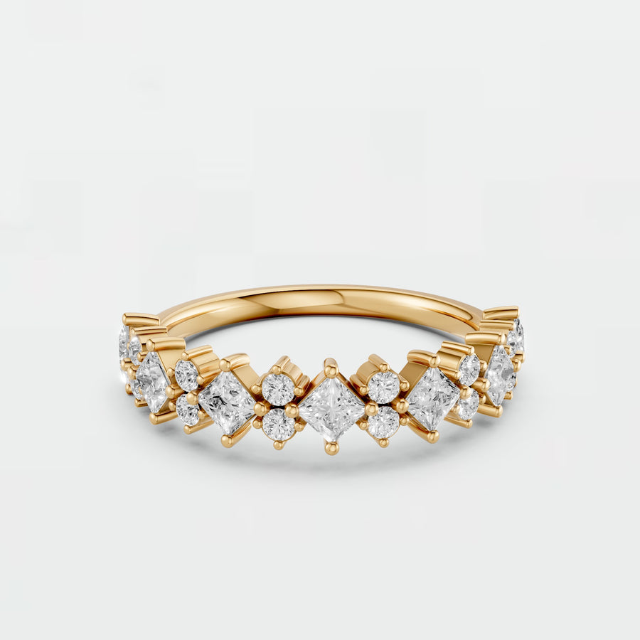 Elara Multi Shape Princess & Round Diamond Wedding Band
