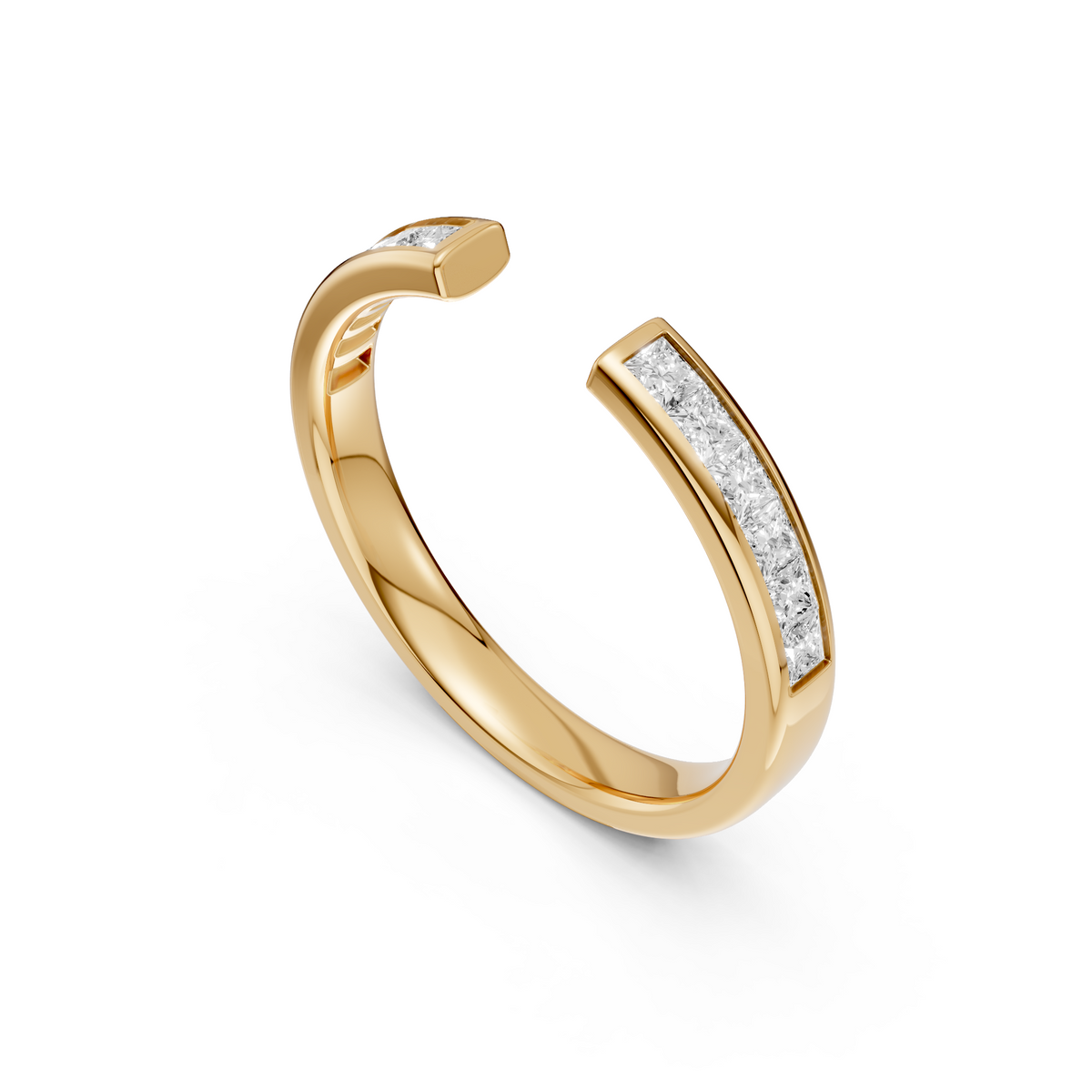 Aria Open Cuff Princess Cut Diamond Band