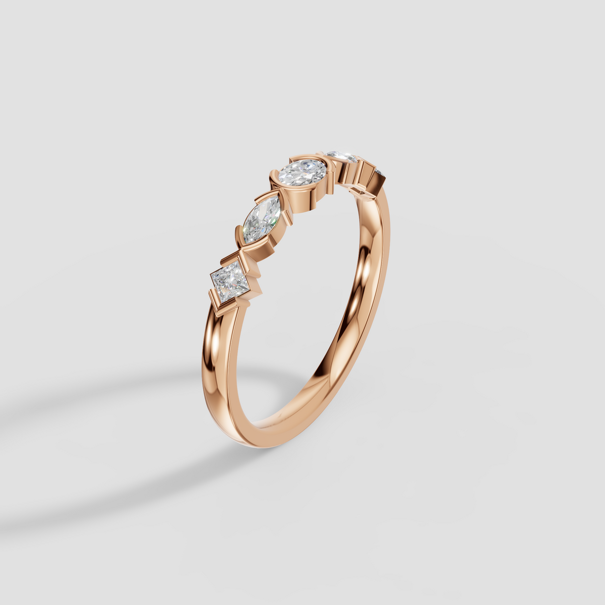 Mixed Shape Diamond Stackable Band Ring in Gold