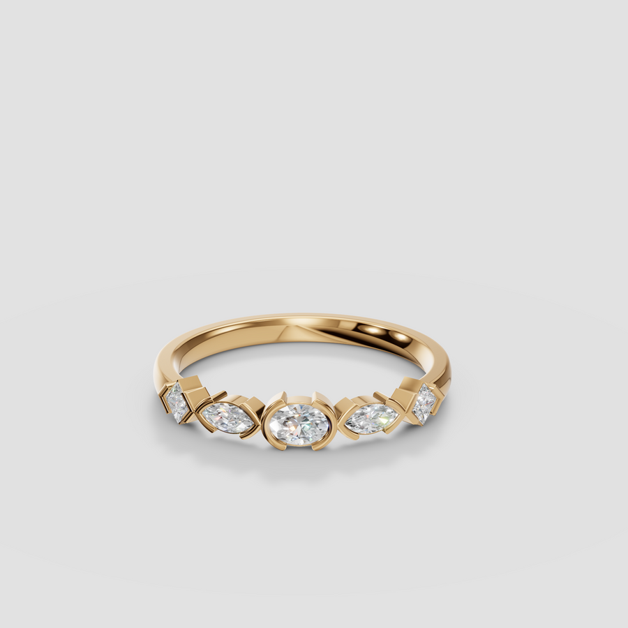 Mixed Shape Diamond Stackable Band Ring in Gold