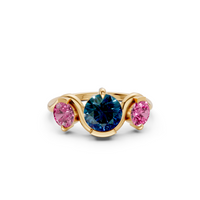 Elara vivid Blue and Pink Diamond Three Stone Statement Ring
