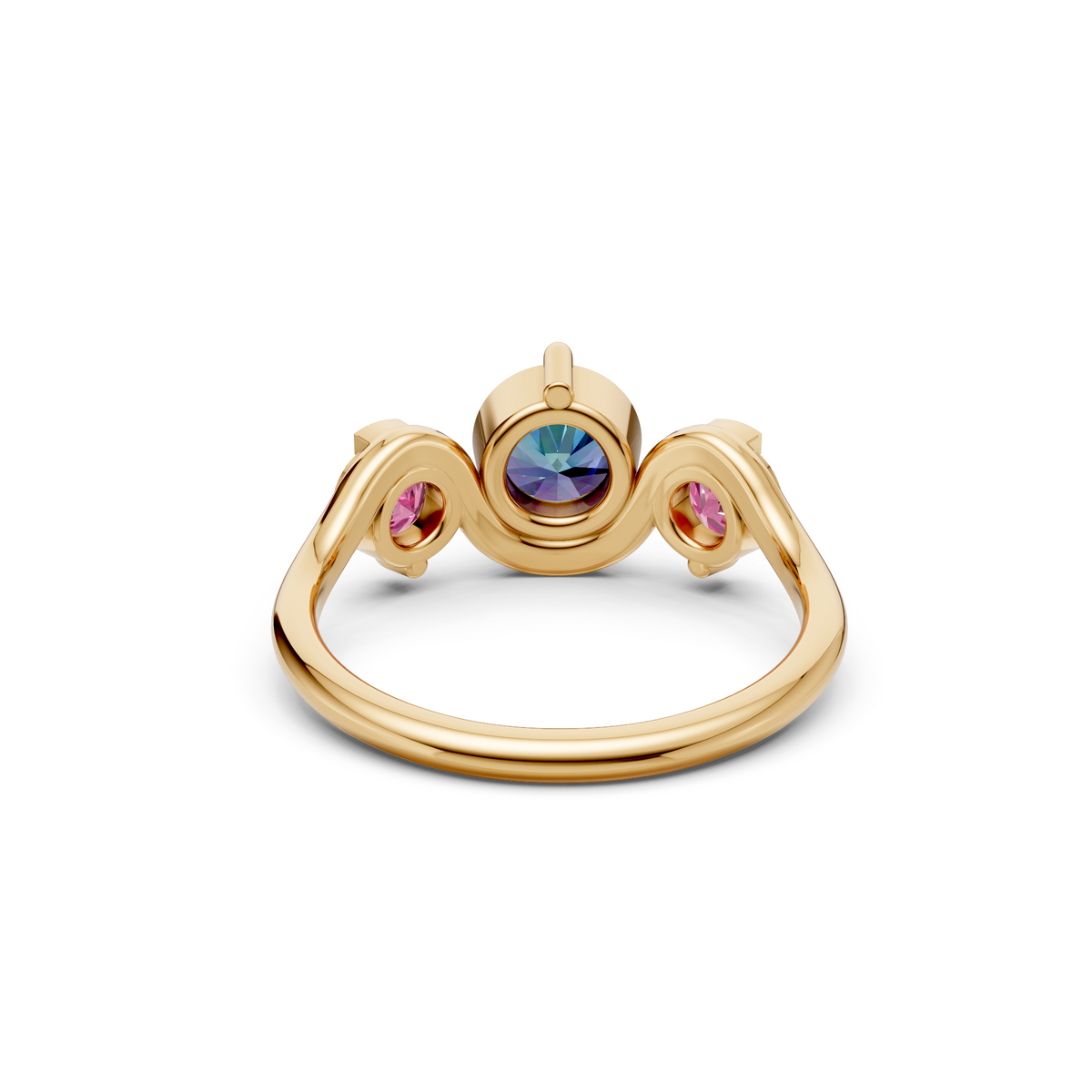 Elara vivid Blue and Pink Diamond Three Stone Statement Ring