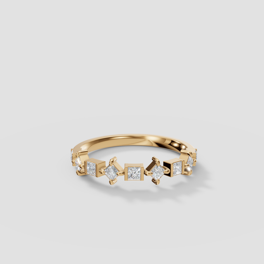 Quinn Princess Cut Diamond Wedding Band in 14K Gold