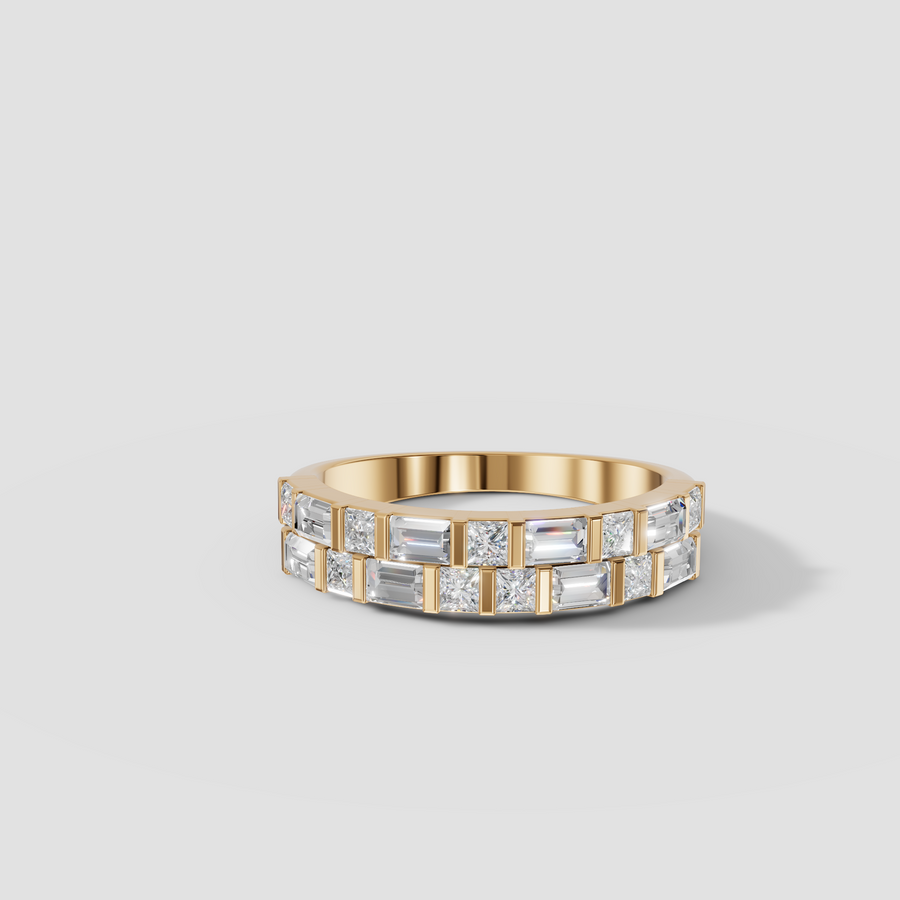 Aria Geometric Princess & Baguette Diamond Band
