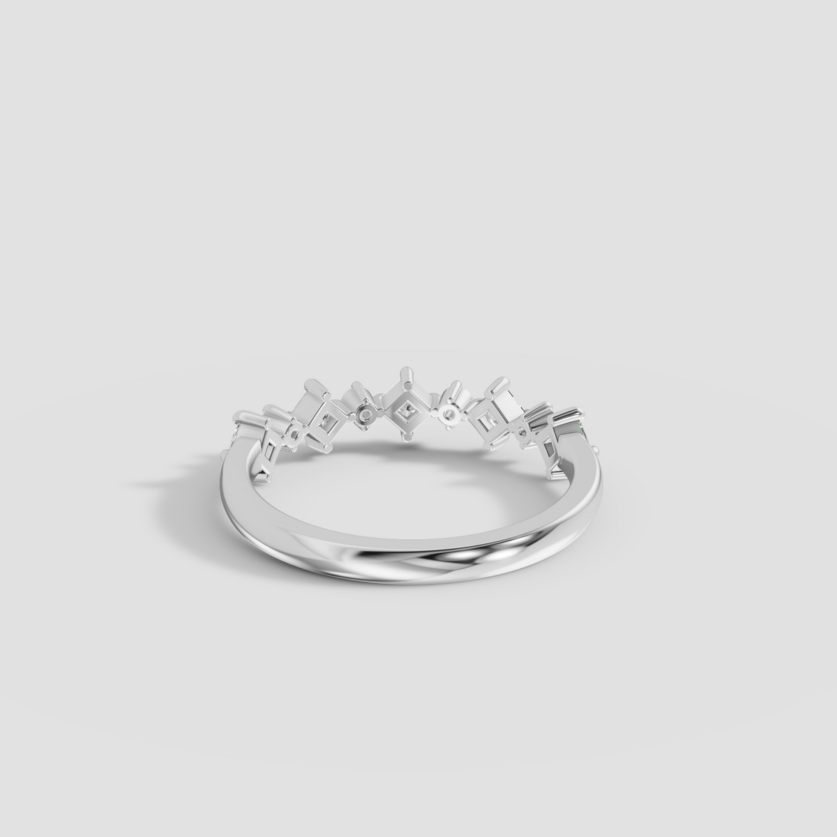 Nova Princess & Round Diamond Stacking Band Ring in Gold