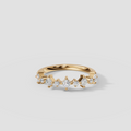 Nova Princess & Round Diamond Stacking Band Ring in Gold