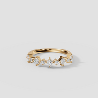 Nova Princess & Round Diamond Stacking Band Ring in Gold