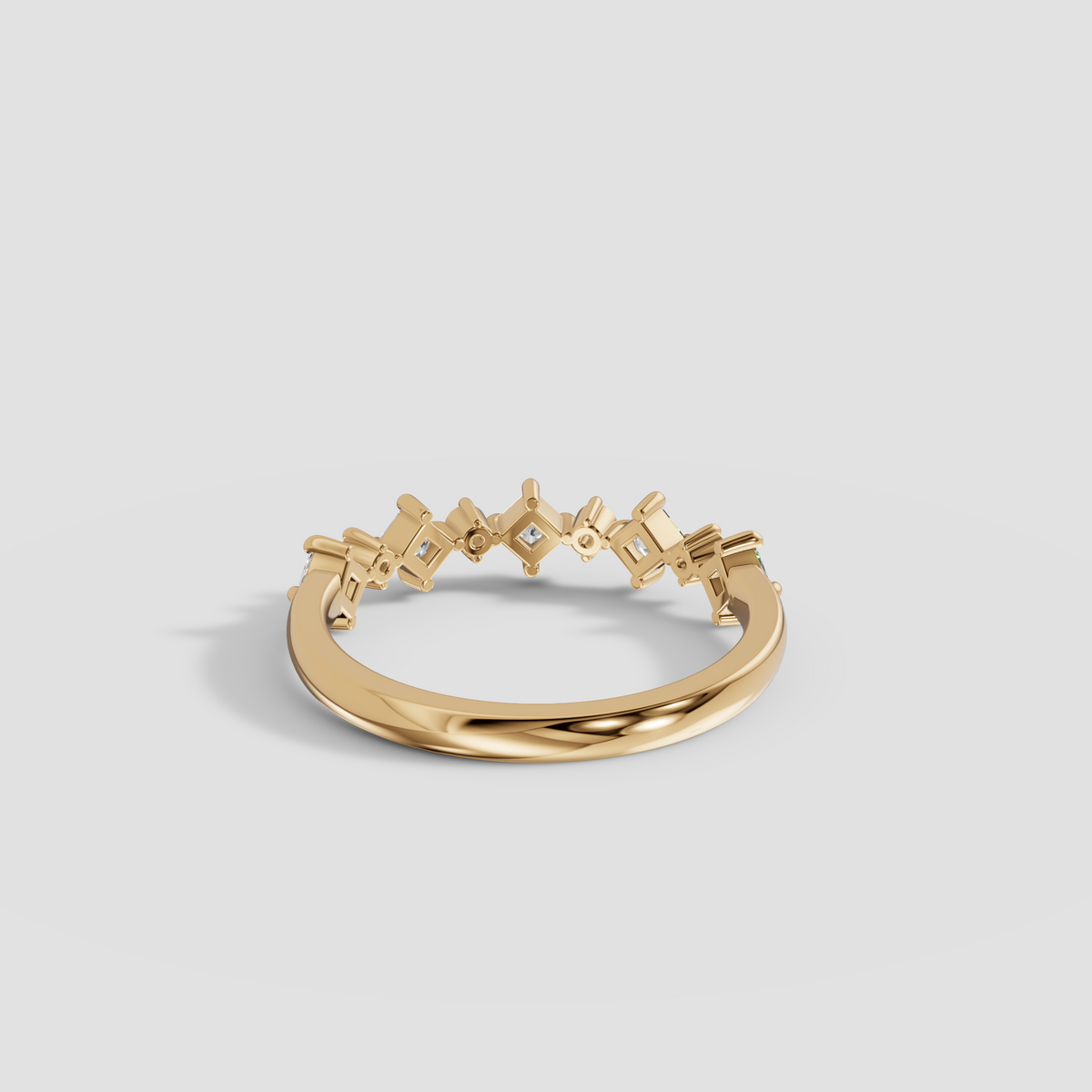 Nova Princess & Round Diamond Stacking Band Ring in Gold