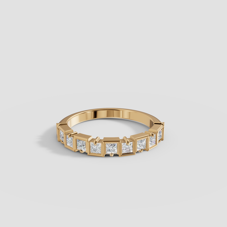 Princess Cut Diamond Stackable Band Ring in 14K Yellow Gold