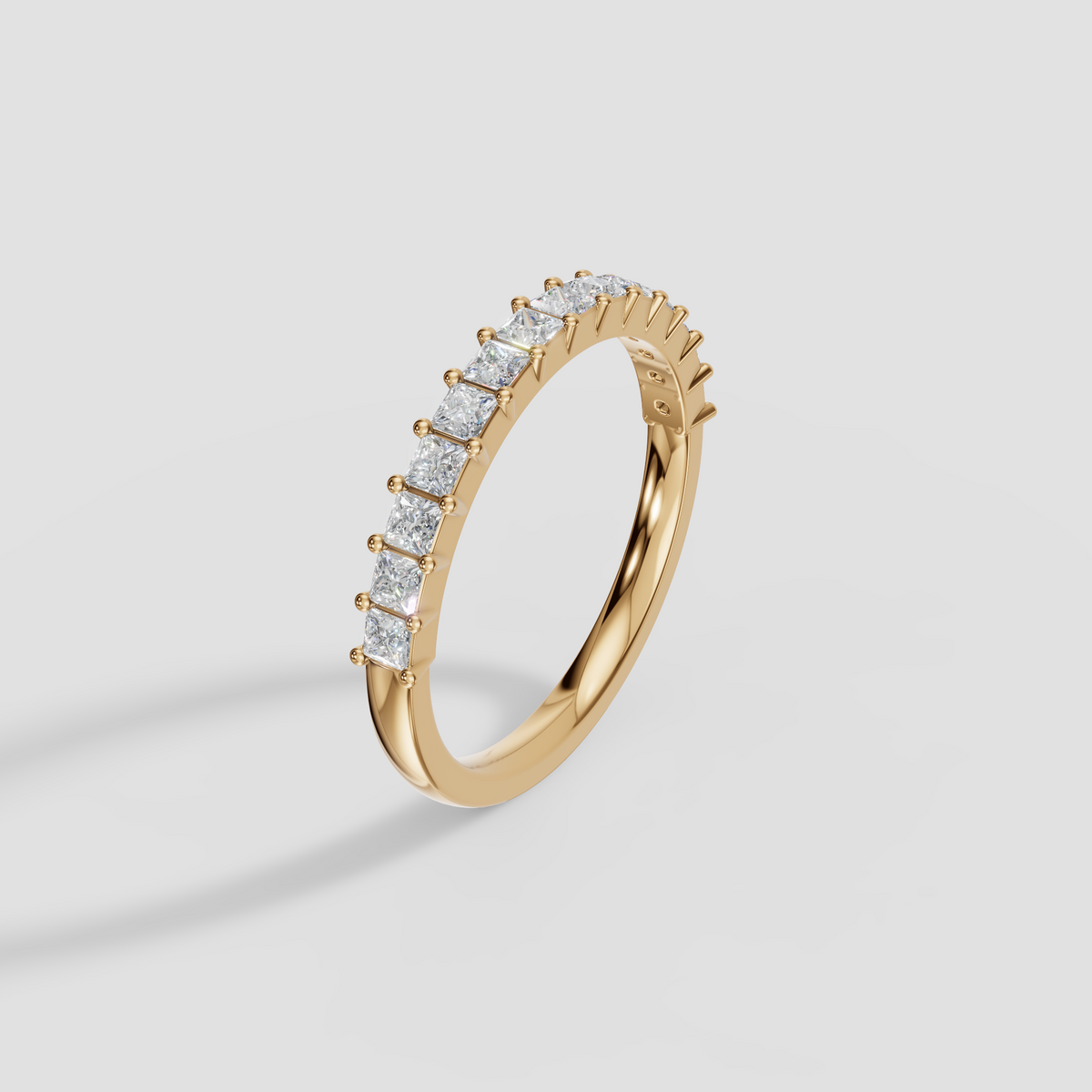 Princess Cut Diamond Stackable Band in 14K Yellow Gold