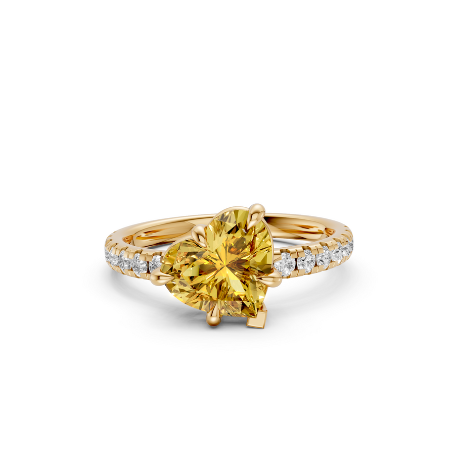 Seraphina Heart Yellow Diamond Ring with Pavé Band