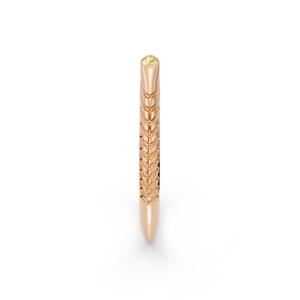 Marquise Yellow Diamond Bezel Set Solitaire Statement Ribbed Band