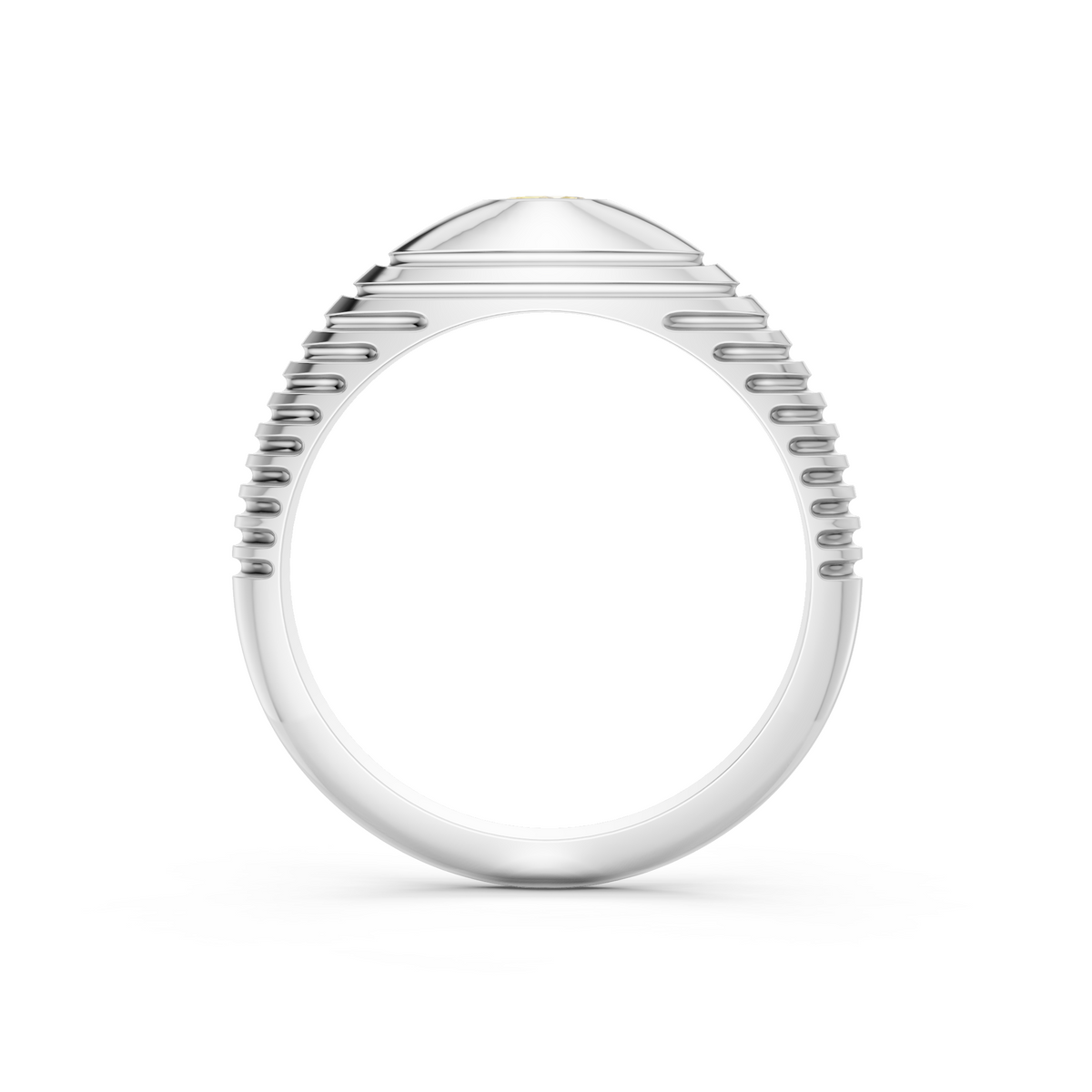 Marquise Yellow Diamond Bezel Set Solitaire Statement Ribbed Band