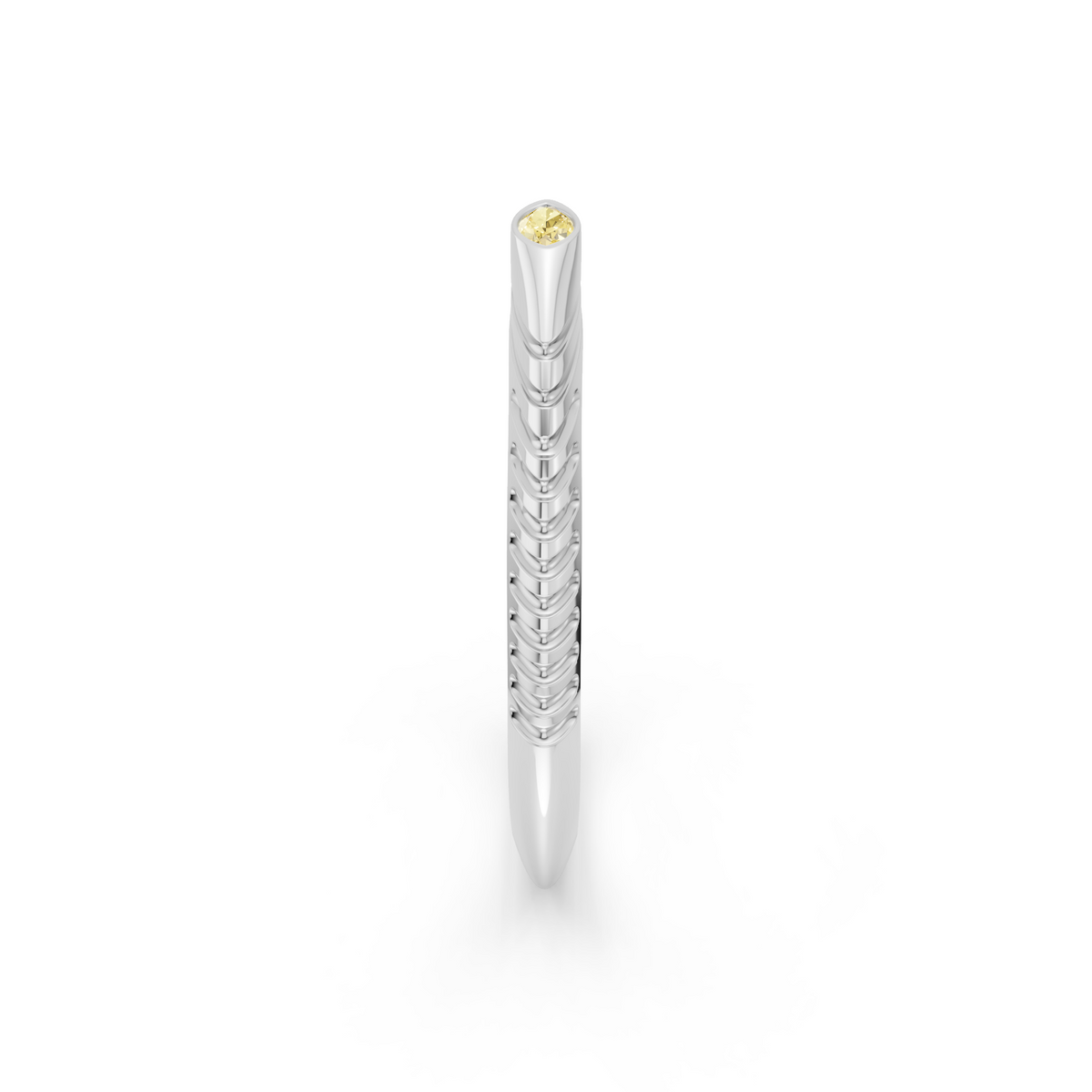Marquise Yellow Diamond Bezel Set Solitaire Statement Ribbed Band
