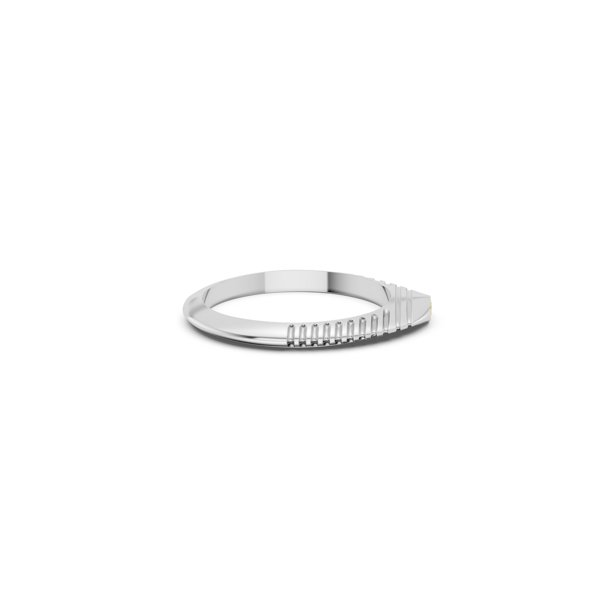 Marquise Yellow Diamond Bezel Set Solitaire Statement Ribbed Band