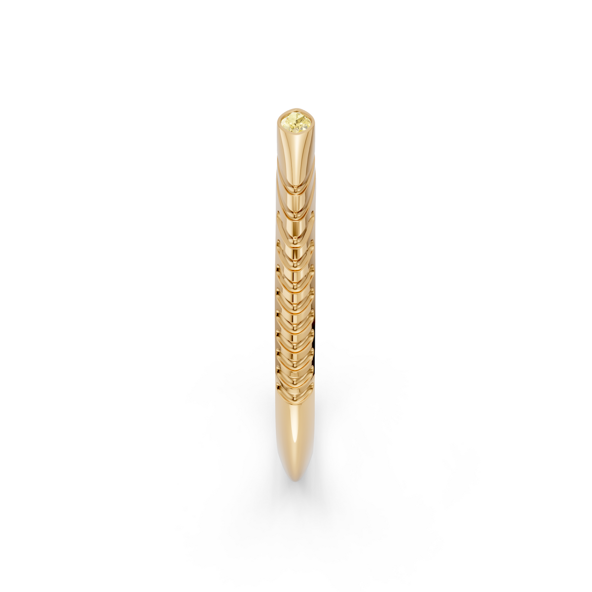 Marquise Yellow Diamond Bezel Set Solitaire Statement Ribbed Band
