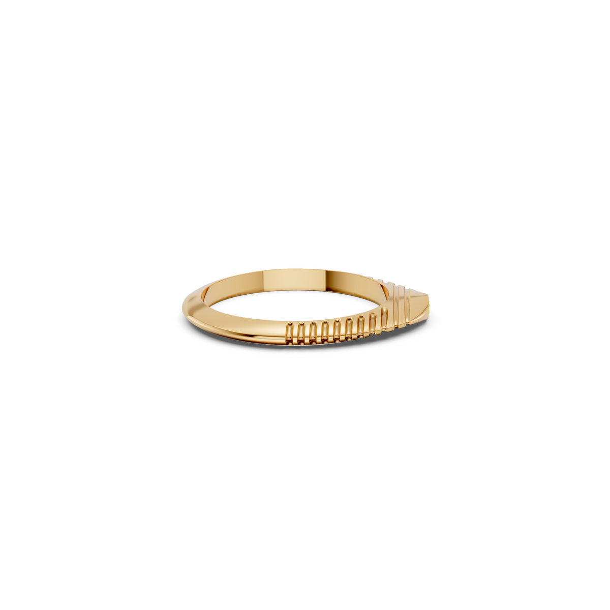 Marquise Yellow Diamond Bezel Set Solitaire Statement Ribbed Band