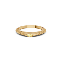 Marquise Yellow Diamond Bezel Set Solitaire Statement Ribbed Band