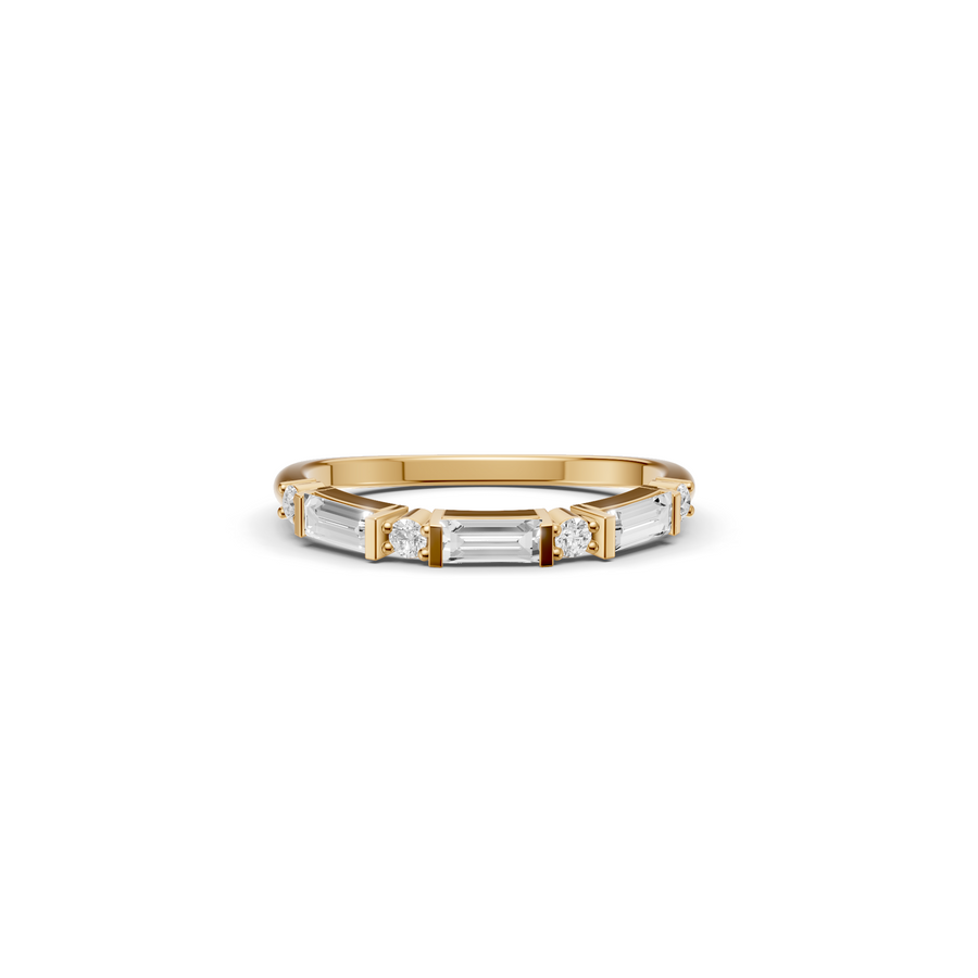 Aria Baguette & Round Alternating Diamond Band in Gold