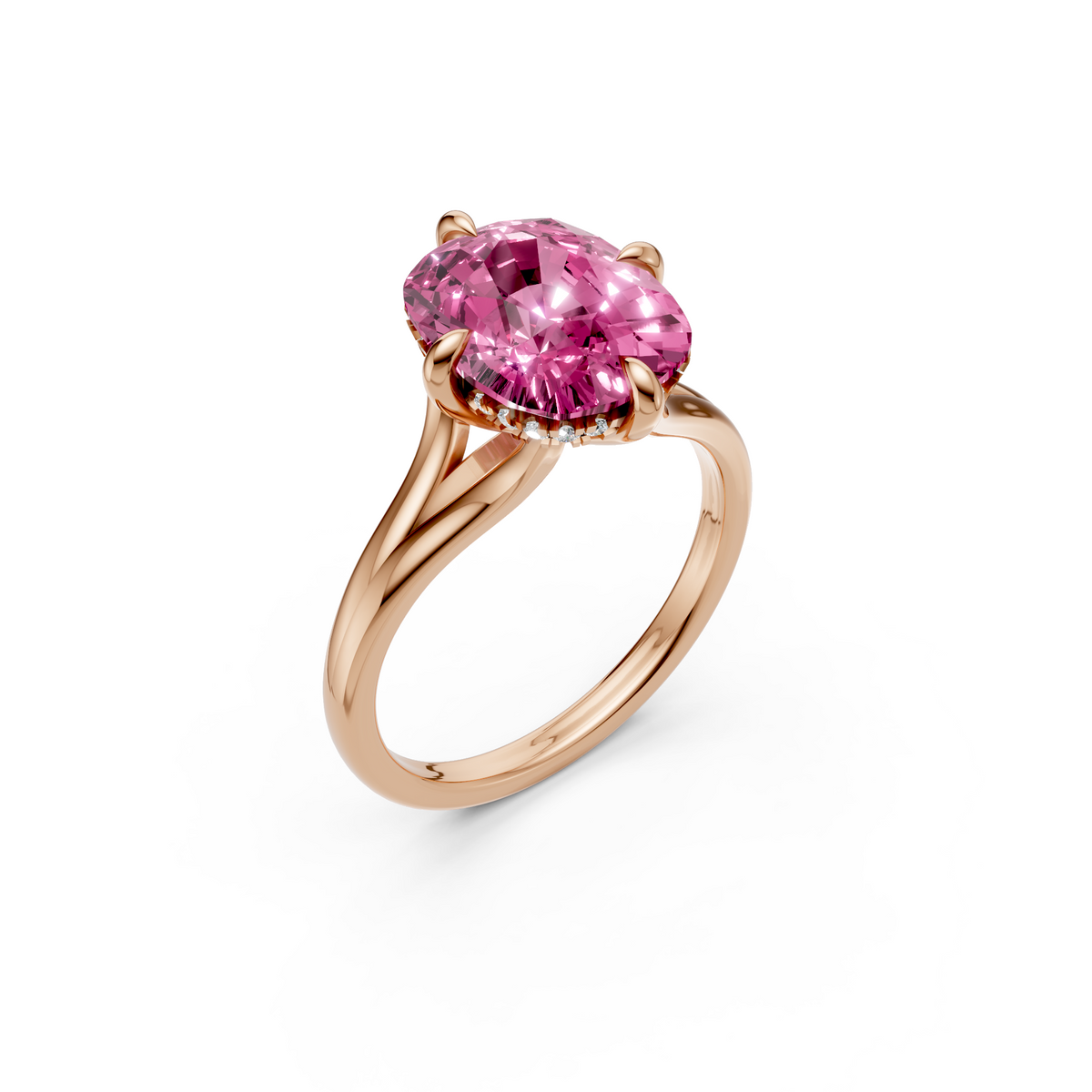 Seraphina vivid Pink Cushion Cut Diamond Halo Engagement Ring