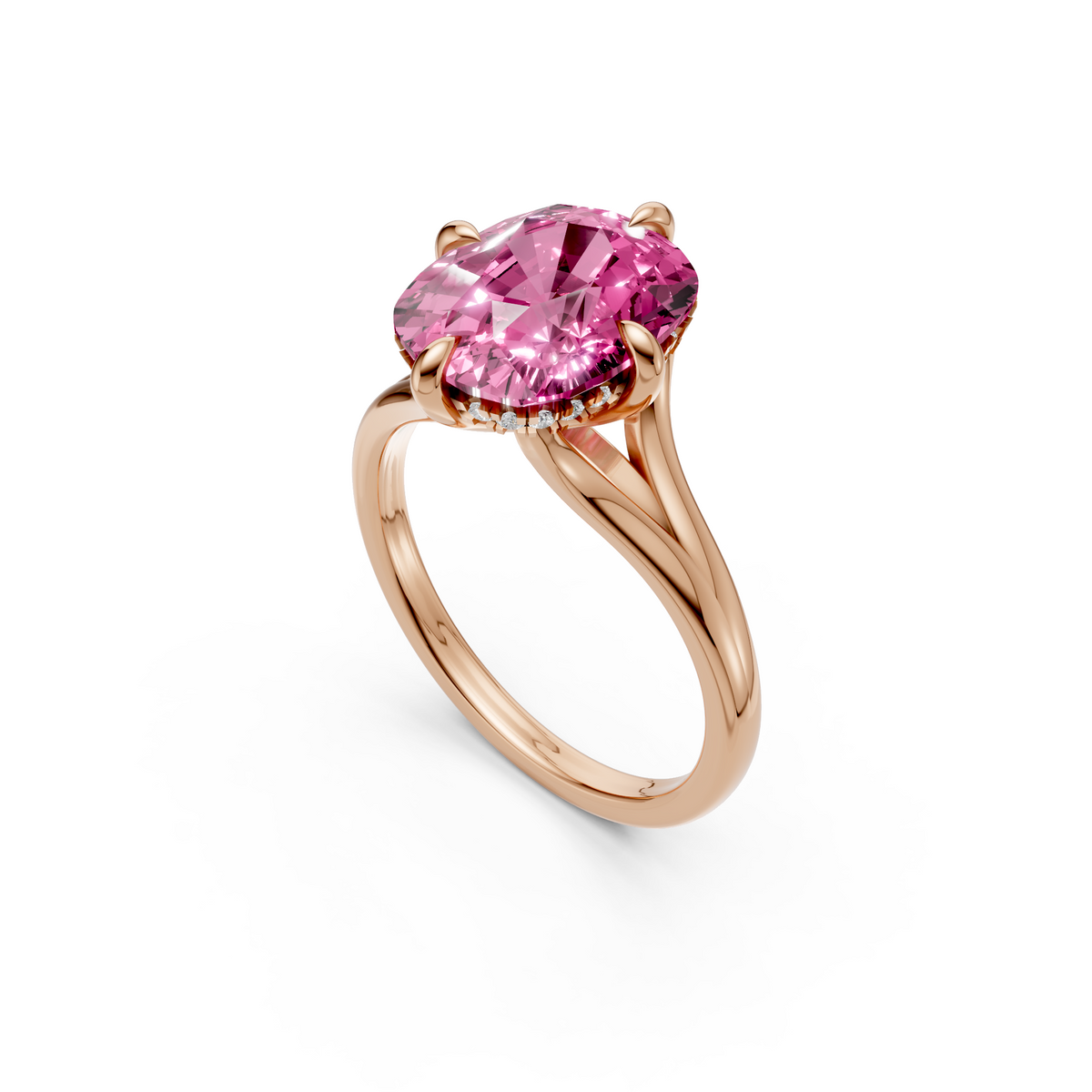 Seraphina vivid Pink Cushion Cut Diamond Halo Engagement Ring