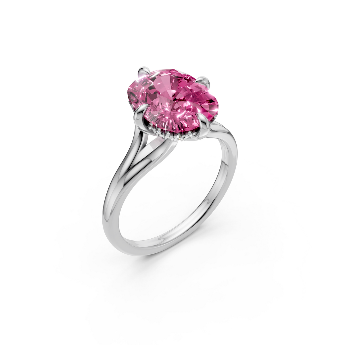 Seraphina vivid Pink Cushion Cut Diamond Halo Engagement Ring