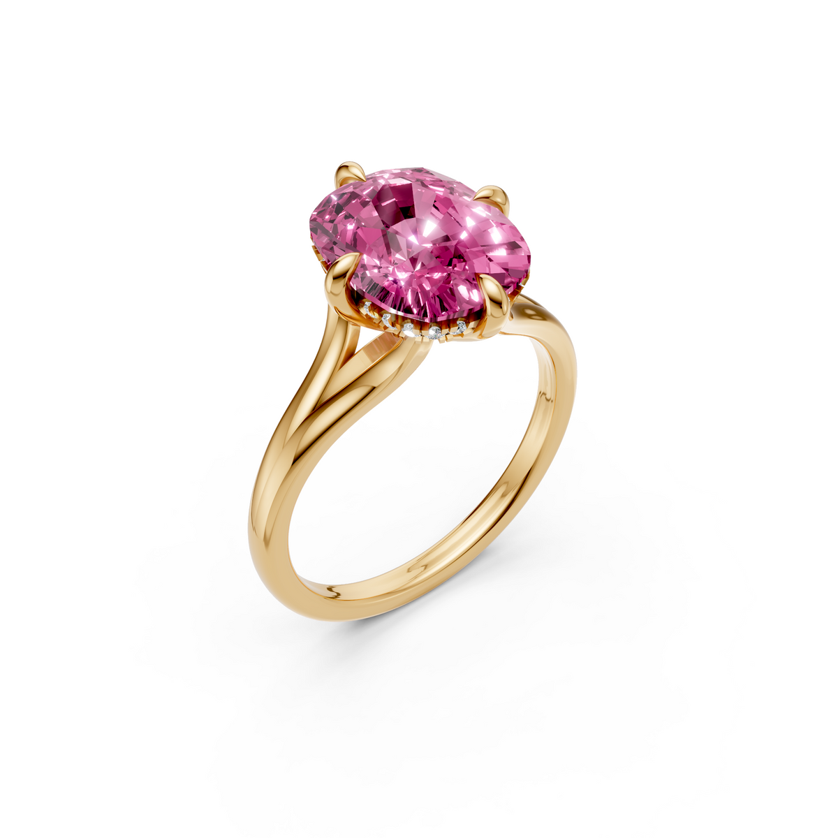 Seraphina vivid Pink Cushion Cut Diamond Halo Engagement Ring