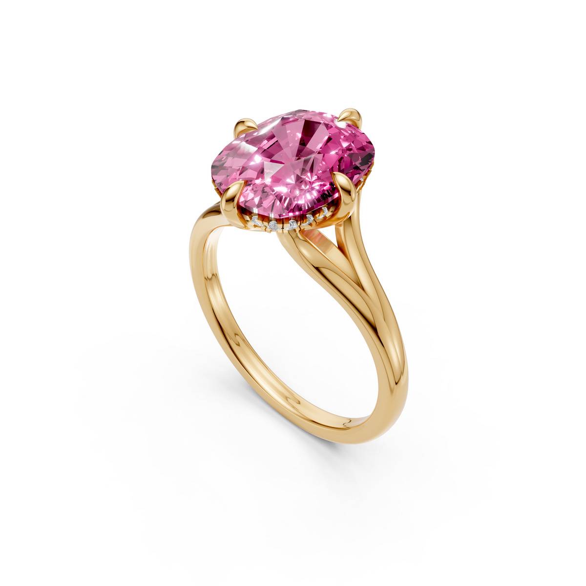 Seraphina vivid Pink Cushion Cut Diamond Halo Engagement Ring