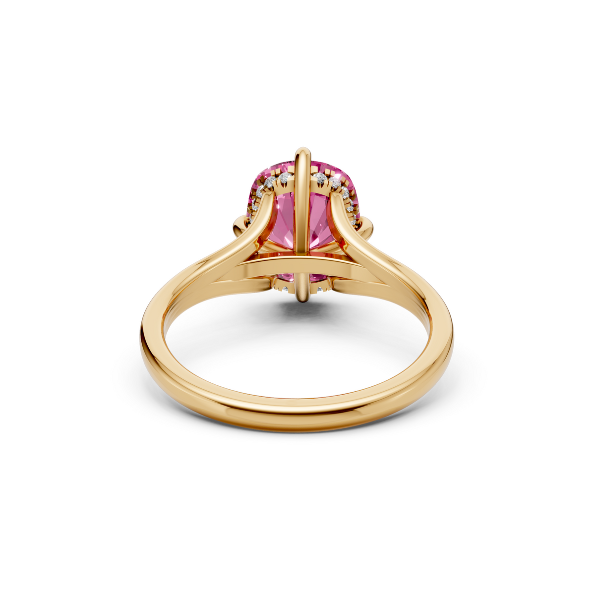 Seraphina vivid Pink Cushion Cut Diamond Halo Engagement Ring