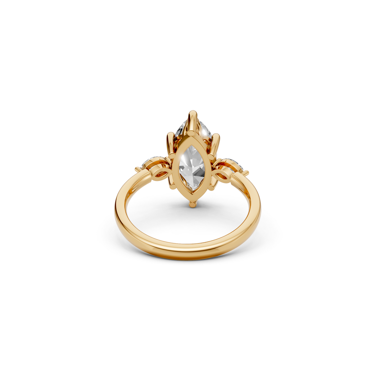 Celestia Marquise Diamond Three-Stone Engagement Ring with Side Diamonds