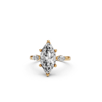 Celestia Marquise Diamond Three-Stone Engagement Ring with Side Diamonds