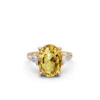Valentina Yellow Diamond Oval and Pear Three Stone Engagement Ring