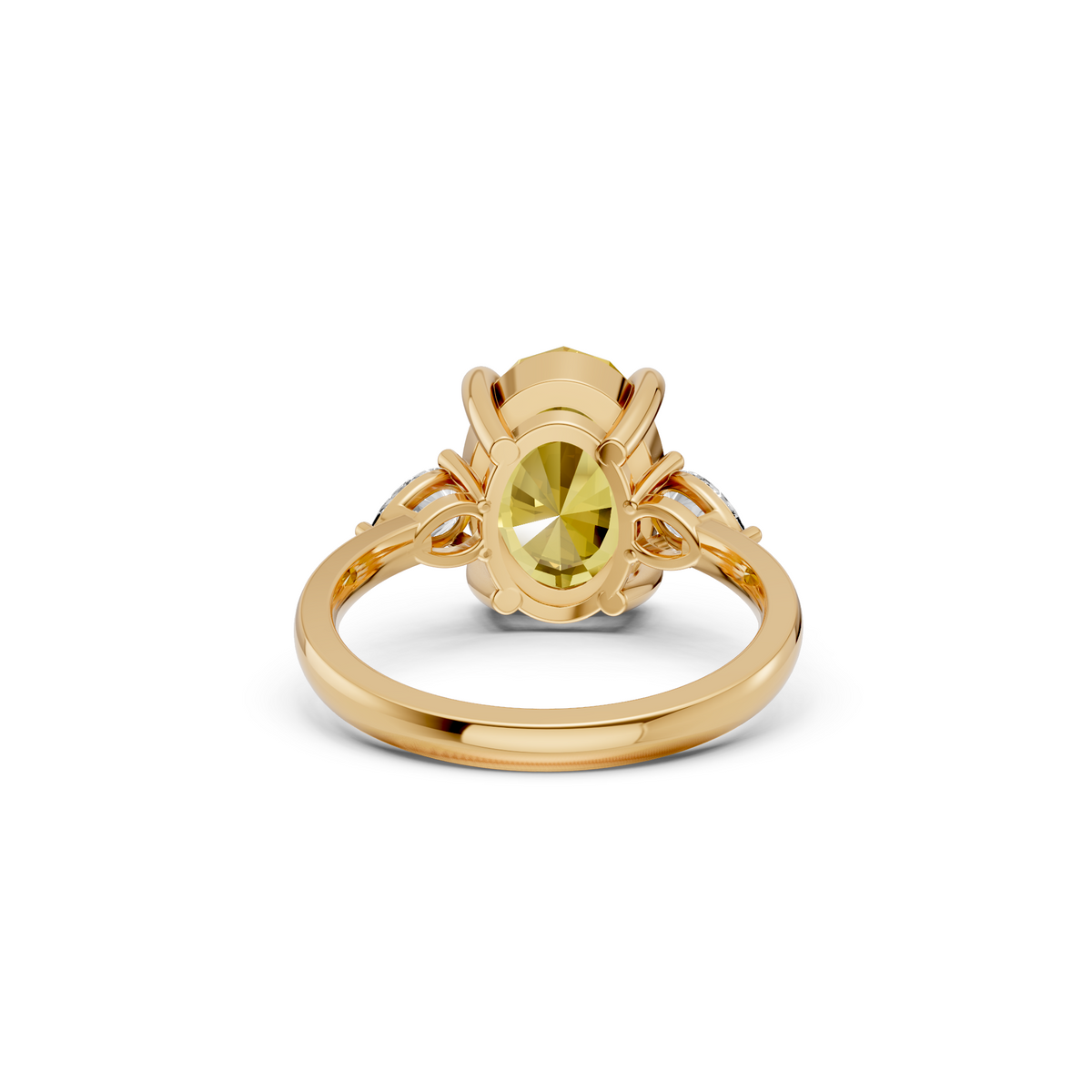 Valentina Yellow Diamond Oval and Pear Three Stone Engagement Ring