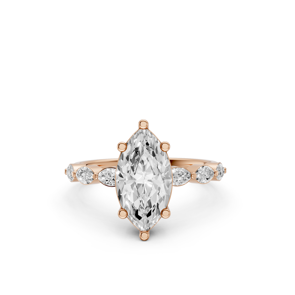 Sienna Marquise Diamond Solitaire Prong Set Engagement Ring in Gold