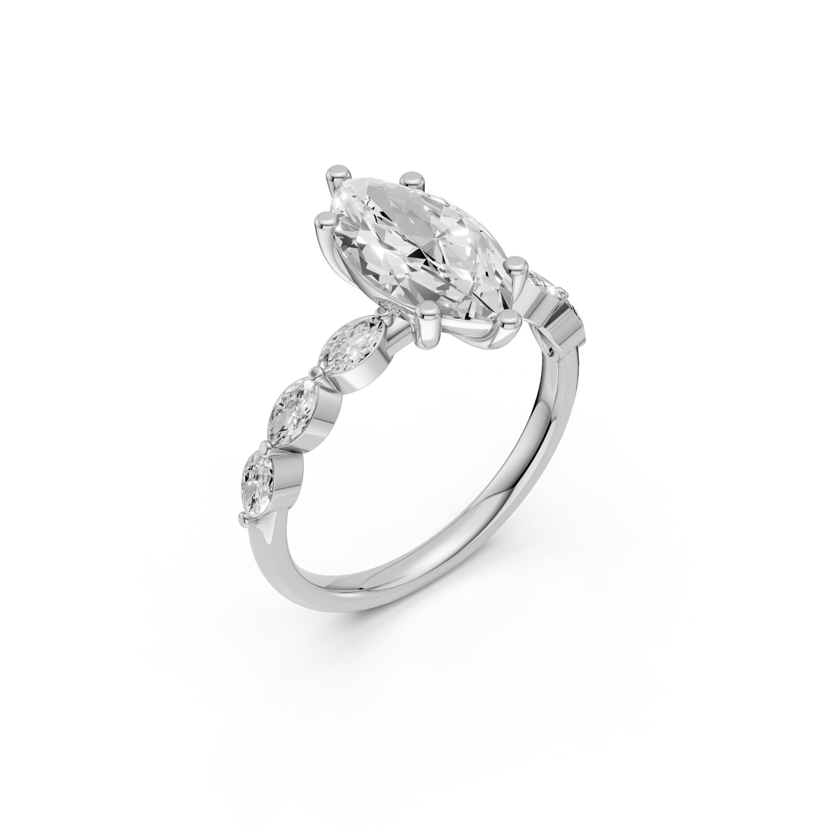 Sienna Marquise Diamond Solitaire Prong Set Engagement Ring in Gold