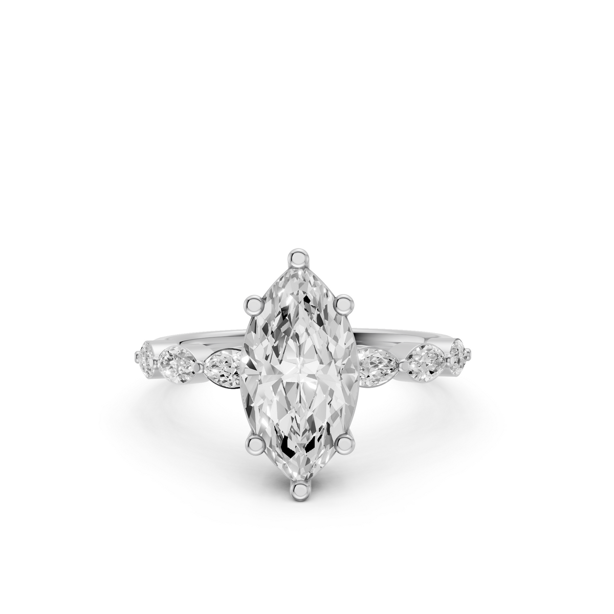 Sienna Marquise Diamond Solitaire Prong Set Engagement Ring in Gold