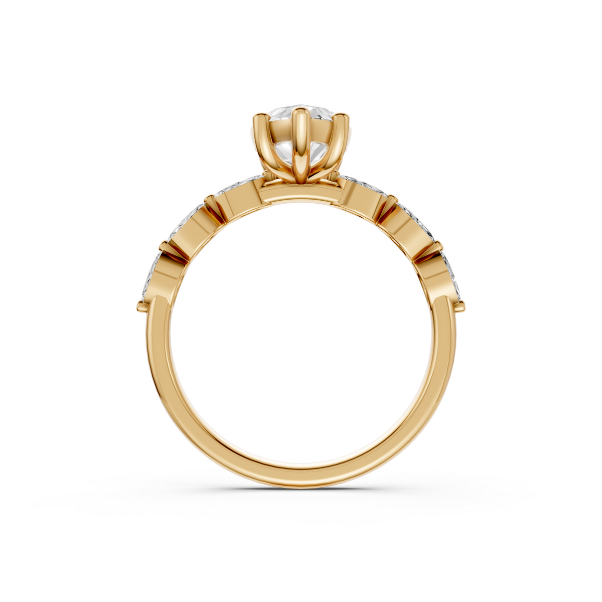 Sienna Marquise Diamond Solitaire Prong Set Engagement Ring in Gold