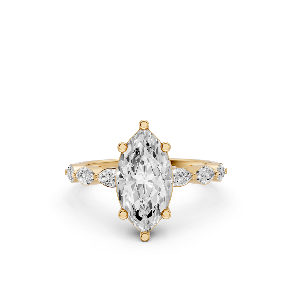 Sienna Marquise Diamond Solitaire Prong Set Engagement Ring in Gold