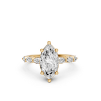 Sienna Marquise Diamond Solitaire Prong Set Engagement Ring in Gold
