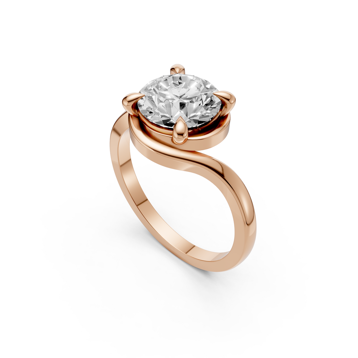 Elara Solitaire Engagement Ring with Split Shank Setting