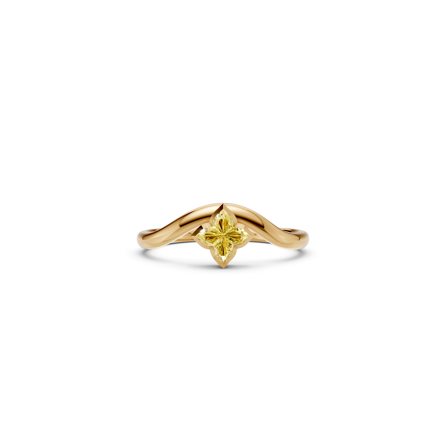 Zora Yellow Diamond Flower Cut Statement Ring