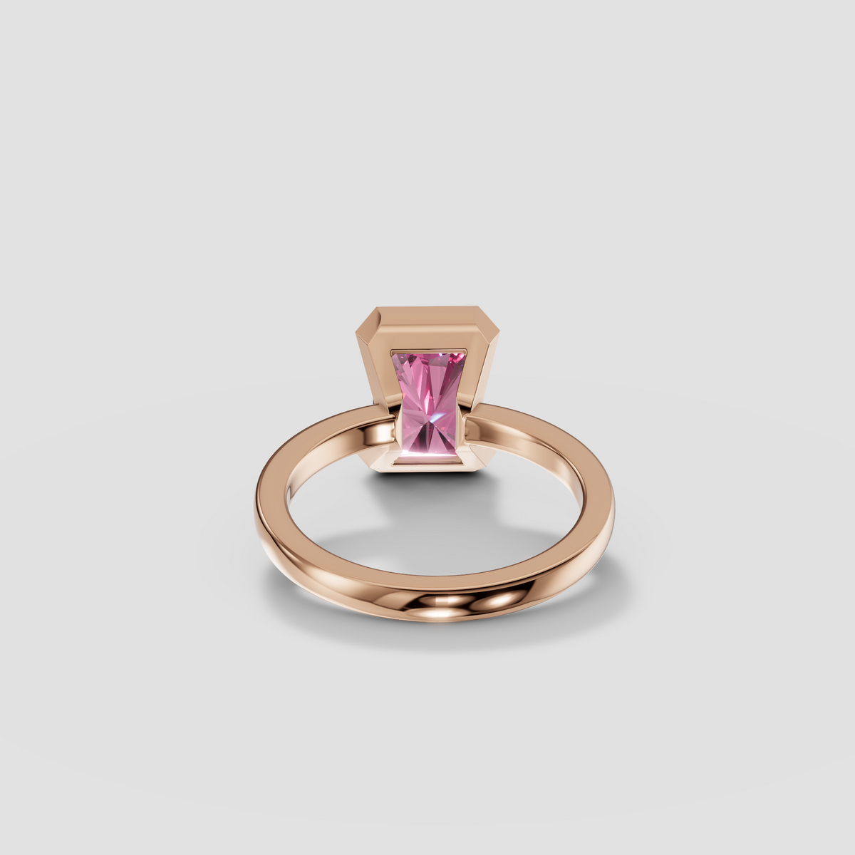 Peony Radiant Cut Pink Diamond Half Bezel Engagement Ring in 14K Gold